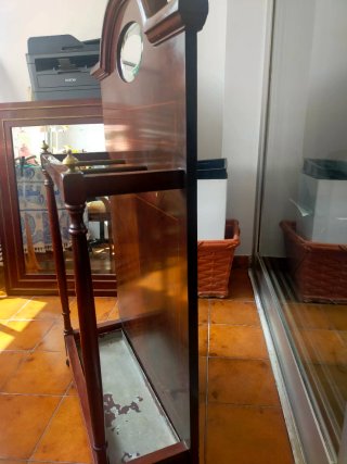 Paraguero/bastonera antiguo de madera con espejo