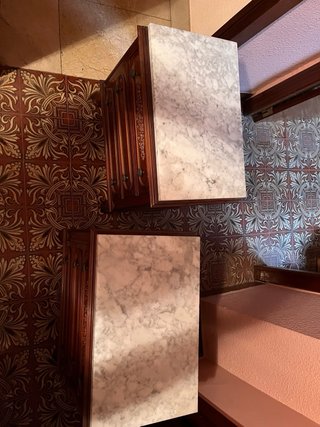 Set di 2 Comodini in Legno e Marmo
