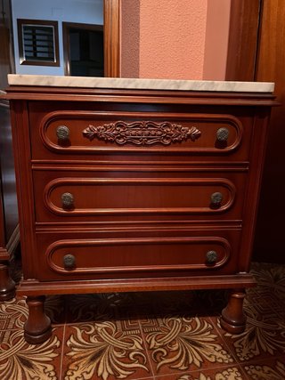 Set di 2 Comodini in Legno e Marmo