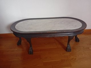 Tavolo da centro ovale con marmo