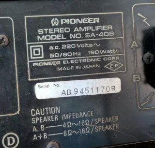 Sistema Hi-Fi Pioneer SA-408 CT-506 Vintage