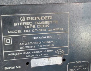 Sistema Hi-Fi Pioneer SA-408 CT-506 Vintage
