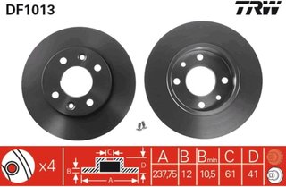 TRW Automotive disco freno macizo barnizado