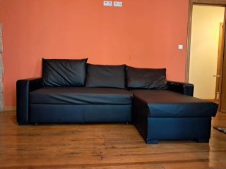 Sofá Cama Chaise Longue Negro 240x150