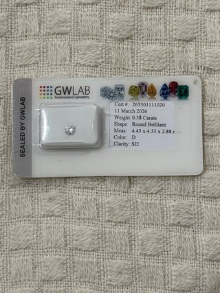 Diamante Natural GWLAB D 0.38 CT Certificado