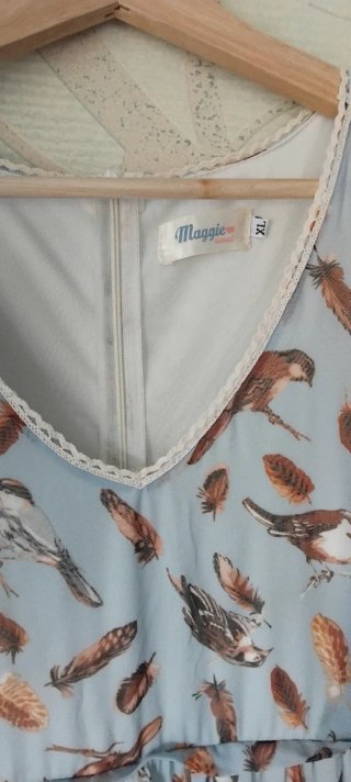 Vestido largo Mappin estampado pájaros