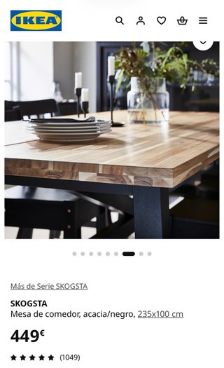 Mesa Comedor Madera Ikea Negra/Marrón