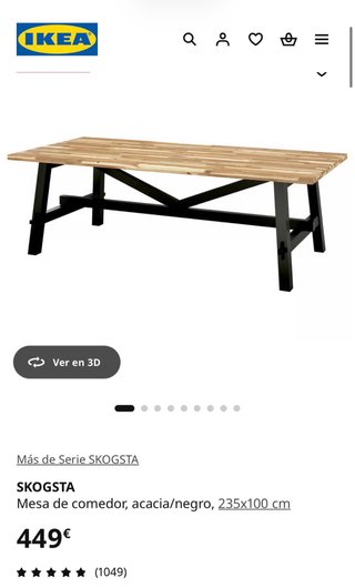 Mesa Comedor Madera Ikea Negra/Marrón