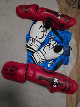 Equipo K-1 Artes Marciales Guantes y Espinilleras.