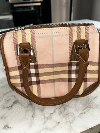 Borsa Burberry a quadri rosa e marrone 18x13