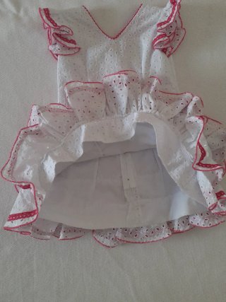 Vestido Gitana Blanco y Rosa 2 Años Mª Matas
