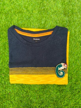 Camiseta Desigual Hombre Negra y Amarilla