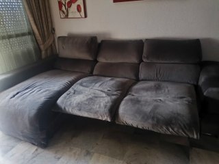 Sofá Chaiselongue Relax Eléctrico Gris Oscuro