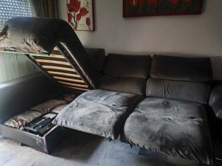 Sofá Chaiselongue Relax Eléctrico Gris Oscuro