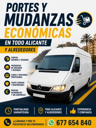 Se realizan todo tipo de portes y mudanzas