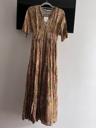 Vestido largo estampado paisley Zara