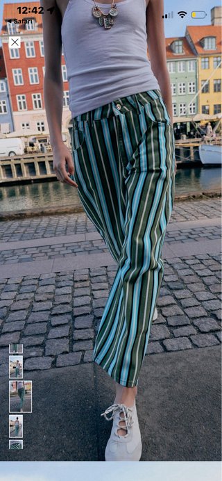 Pantalón Zara verde rayas Talla 32