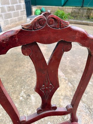 Silla antigua madera y terciopelo para restaurar