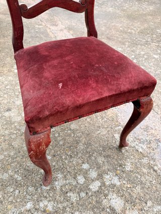 Silla antigua madera y terciopelo para restaurar
