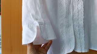 Camisa el Corte inglés Talla 48 Blanca lino encaje