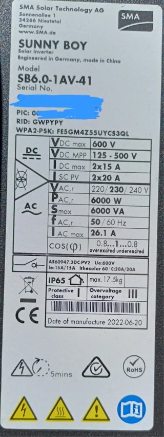 Inversor Solar SMA Sunny Boy 6.0