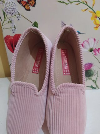 Zapatillas casa Norteñas pana rosa talla 35 niña