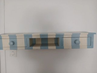 Conjunto Muebles Rayas Azul y Blanco