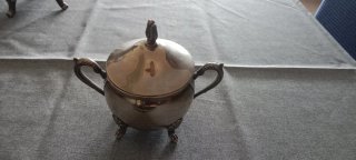 Juego té vintage plateado con bandeja