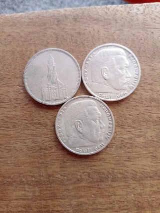 3 Monedas Alemanas 5 Reichsmark Plata