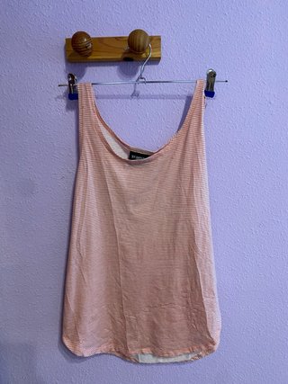 Camiseta de pijama rosa/coral a rayas
