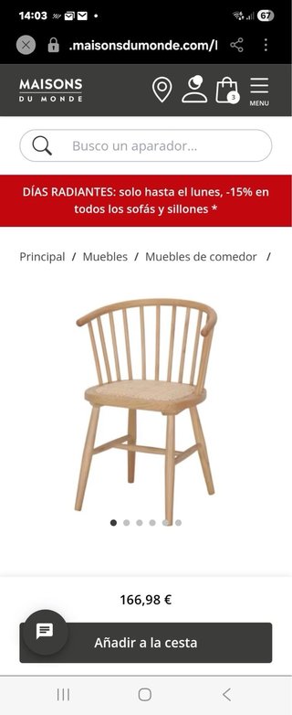 Silla de madera y ratán