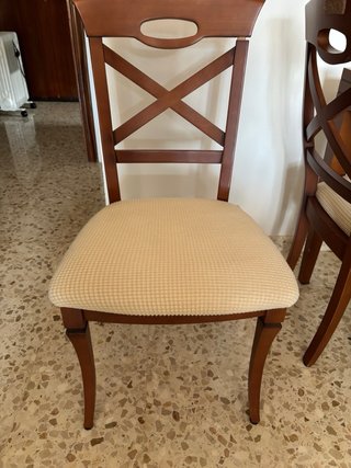 Conjunto mesa y 6 sillas madera y cristal