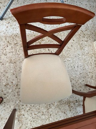 Conjunto mesa y 6 sillas madera y cristal