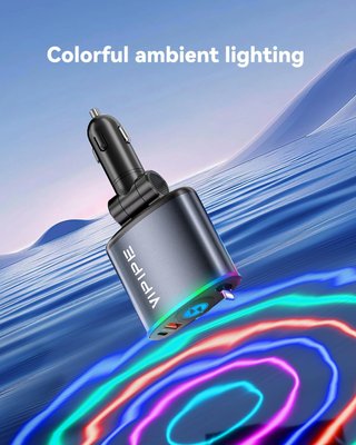 Caricatore auto rapido USB C con luce ambiente