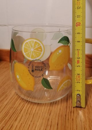2 Nuovi Bicchieri Tazze Vetro Borosilicato Limoni
