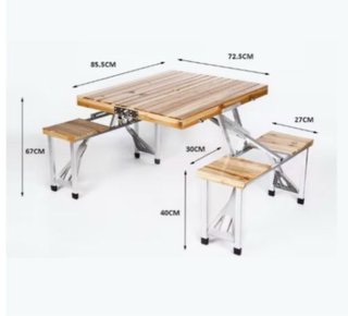Mesa de camping plegable madera y metal