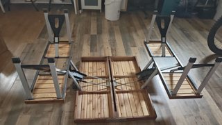 Mesa de camping plegable madera y metal