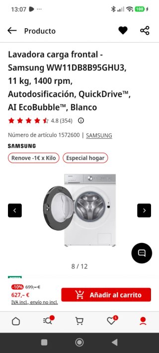 Lavadora Samsung WW11DB8B95GHU3 11kg