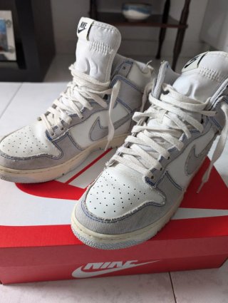 Tenis Nike Dunk High Grises y Blancos