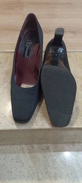 Zapato salón satén negro talla 41