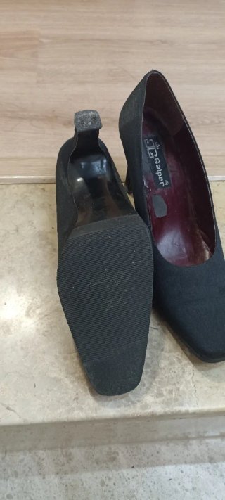 Zapato salón satén negro talla 41