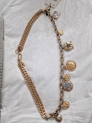 Cinturón cadena con abalorios oro y plata zara