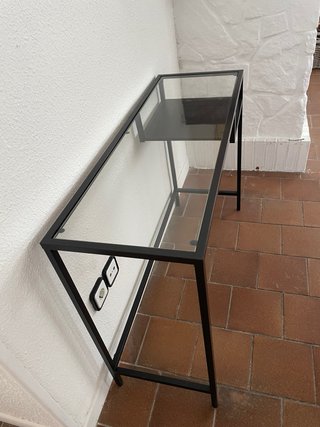 Consola recibidor metal negra y cristal Ikea