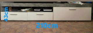 Mueble TV completo blanco y gris