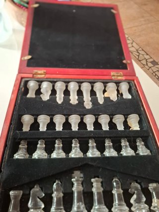 Set di scacchi vintage in vetro