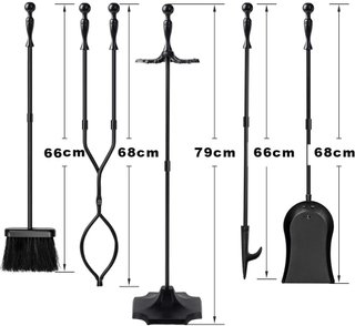 Juego 5 herramientas hierro forjado para chimenea