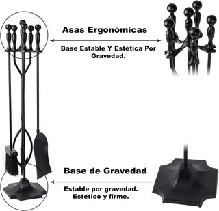Juego 5 herramientas hierro forjado para chimenea