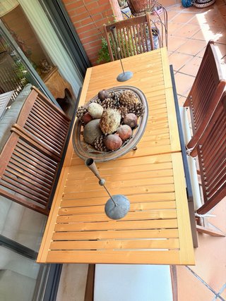 Mesa de jardín extensible madera de roble y metal