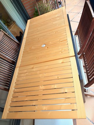Mesa de jardín extensible madera de roble y metal