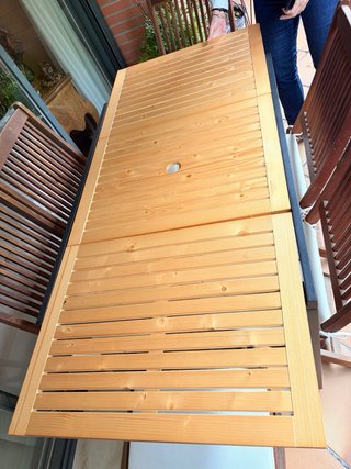 Mesa de jardín extensible madera de roble y metal